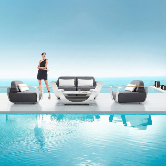 HIGOLD ONDA LOUNGE SUNBRELLA White/Dark Grey Quick dry foam