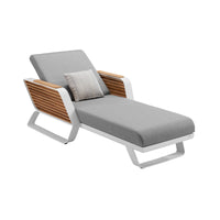 HIGOLD WING SUNLOUNGER SET White/Grey with Fine Slatted Side Table