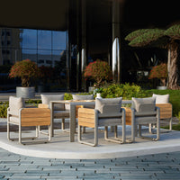 NOTTINGHAM DINING Brushed Teak wood for 6 people