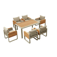 NOTTINGHAM DINING Brushed Teak wood for 6 people