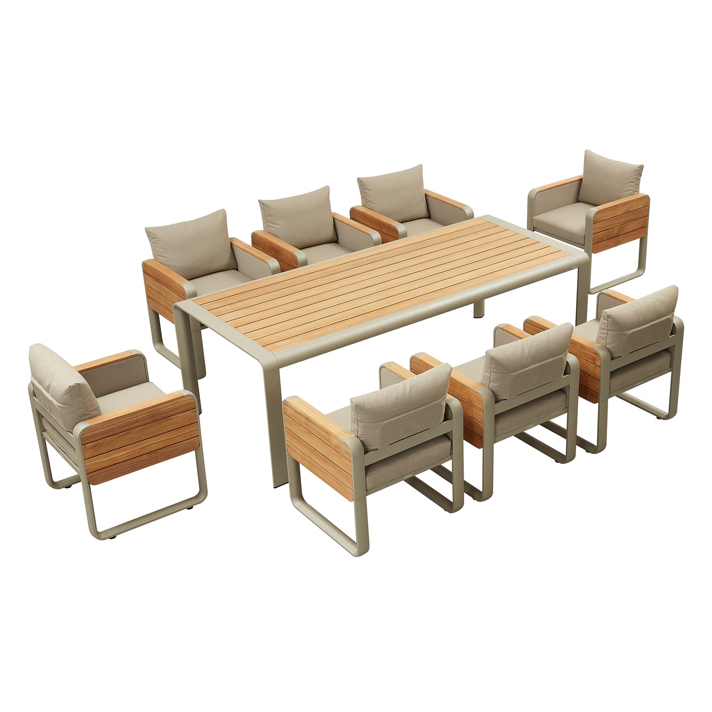 NOTTINGHAM DINING Brushed Teak Wood for 8 people